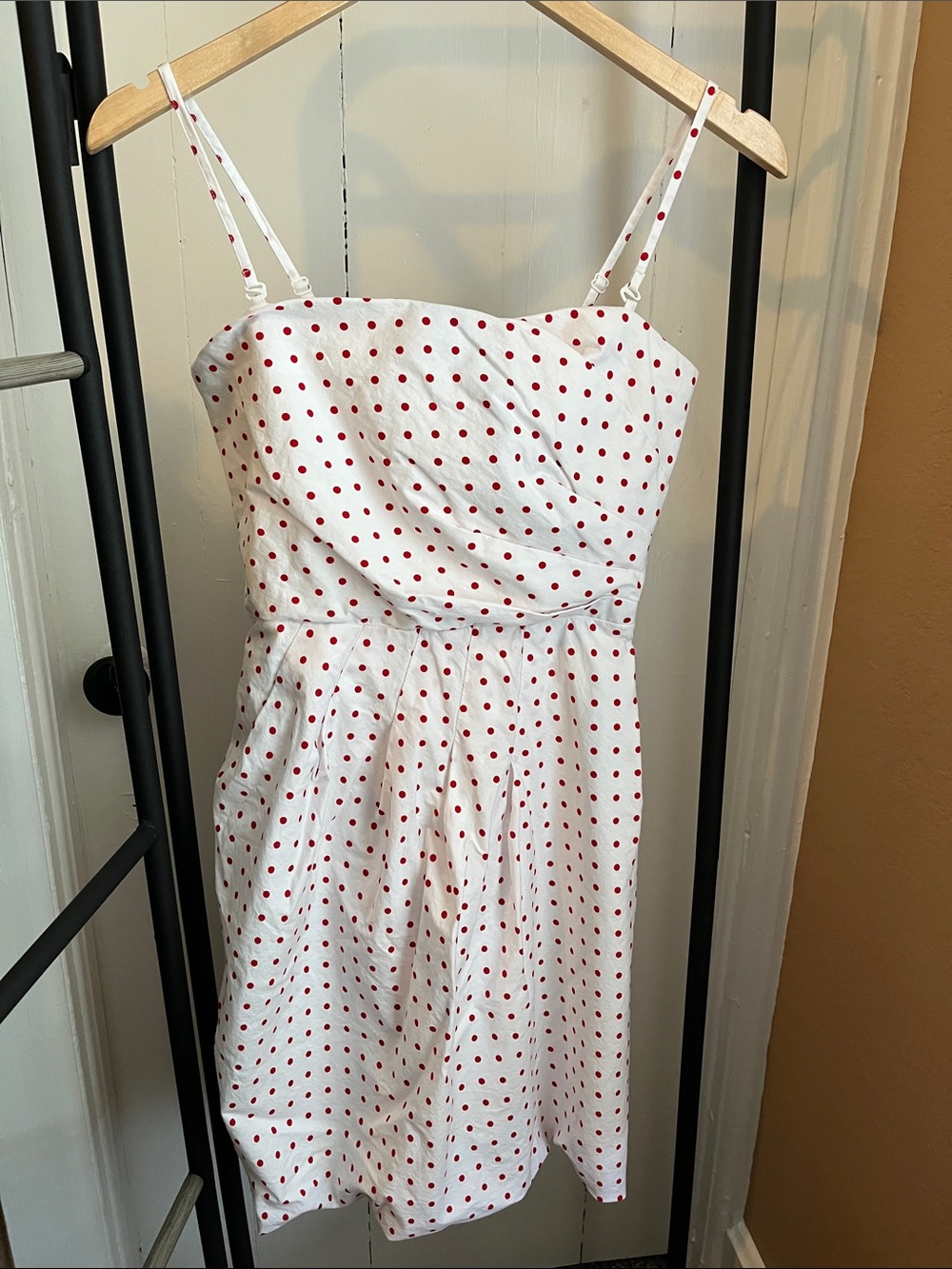 Elements White Midi Dress with Red Polka Dots